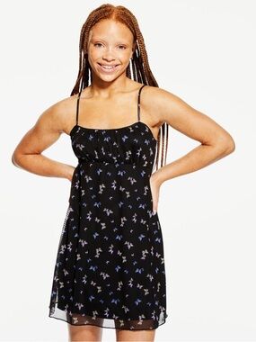 Aeropostale Butterfly Print Scoop-Neck Mesh Y2K Slip Dress Medium